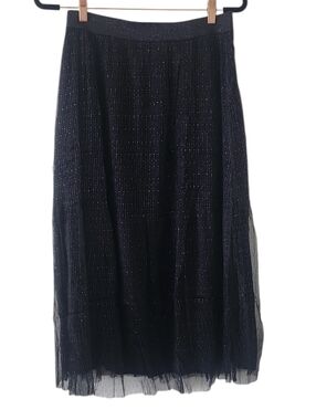 Black Shimmer Midi Skirt